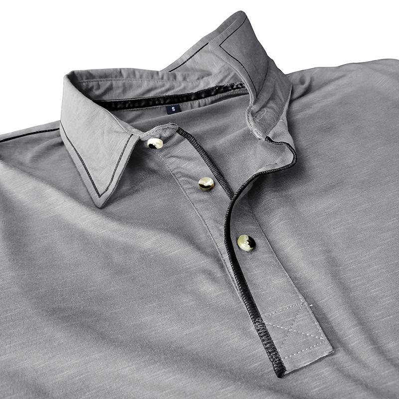 Men's Solid Color Long Sleeve Lapel Polo Shirt 28855071X