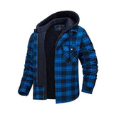 Men's Classic Casual Hood With Detachable Thick Cotton Plaid Zipper Hooded Jacket 72118581K