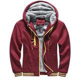 Men's Patchwork Thick Warm Hooded Fleece Jacket 91983607U