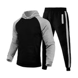 Men's Classic Casual Hooded Fleece Zipper Sweatshirt with Cuffed Sweatpants Set 36479209K