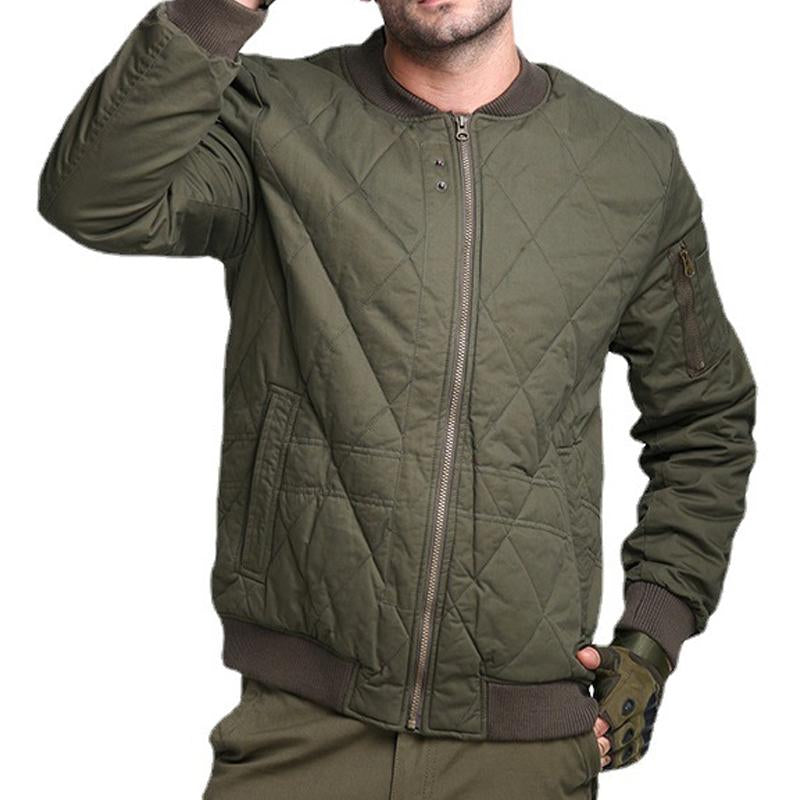 Men's Outdoor Solid Color Quilted Bomber Jacket 04174971Y