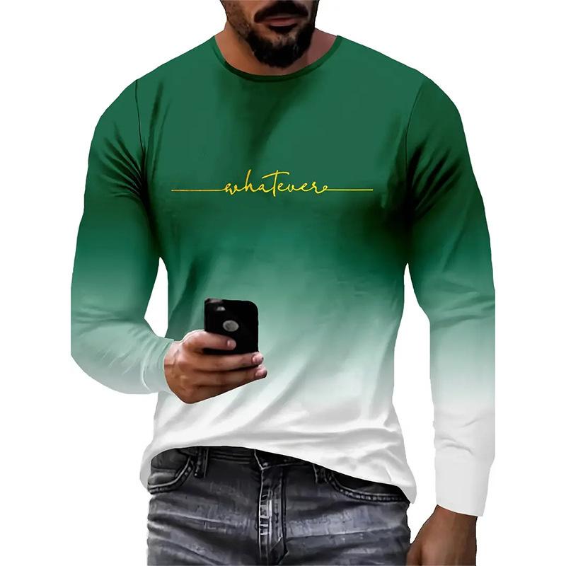 Men's Gradient Printed Casual Fashion Long Sleeve T-shirt 50880878X