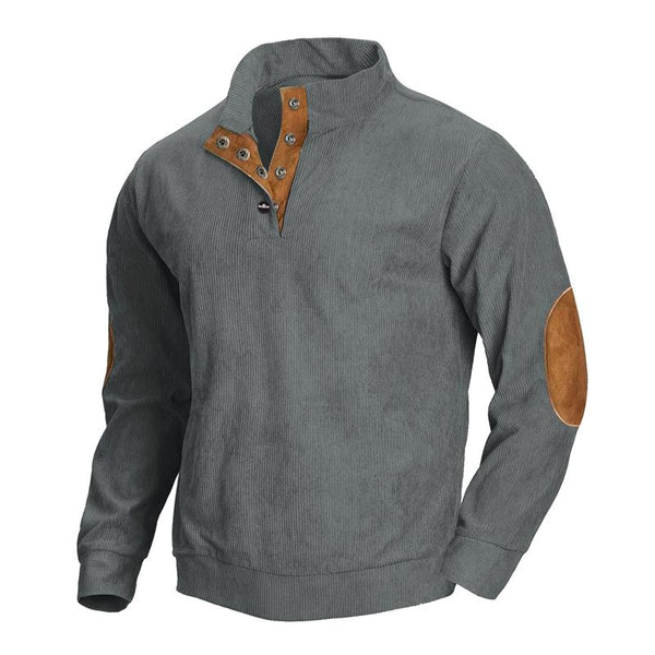 Men's Casual Stand Collar Long Sleeve Corduroy Pullover Sweatshirt 14277902M