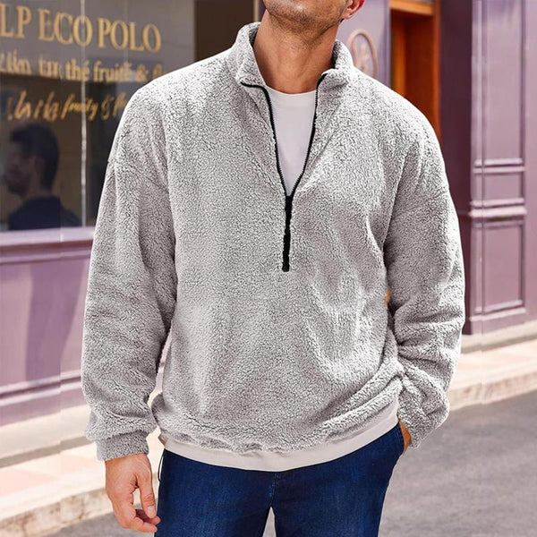 Men's Casual Polar Fleece Half Zip Collar Long Sleeve Sweatshirt 43413335Y