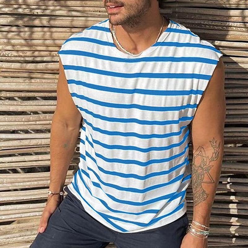 Men's Casual Round Neck Sleeveless Striped Tank Top 67201209Y