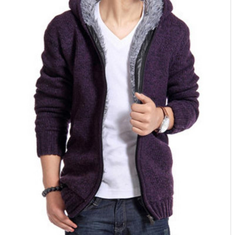 Men's Thickened Hooded Knitted Sweater Jacket 56015340U