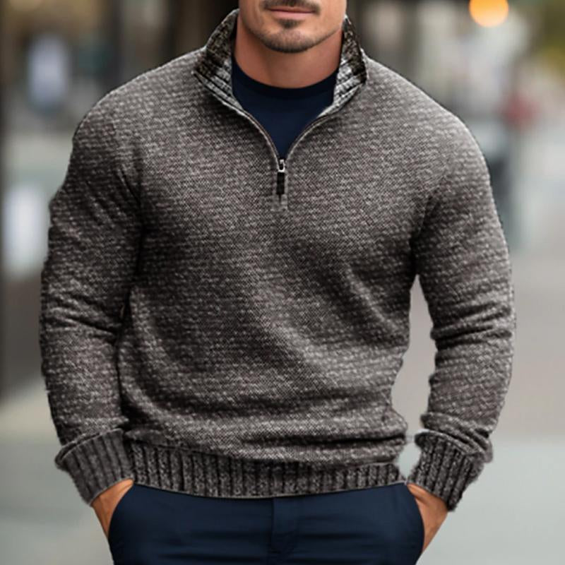 Men's Comfortable and Warm Zippered Henley Collar Sweater 15358752Y