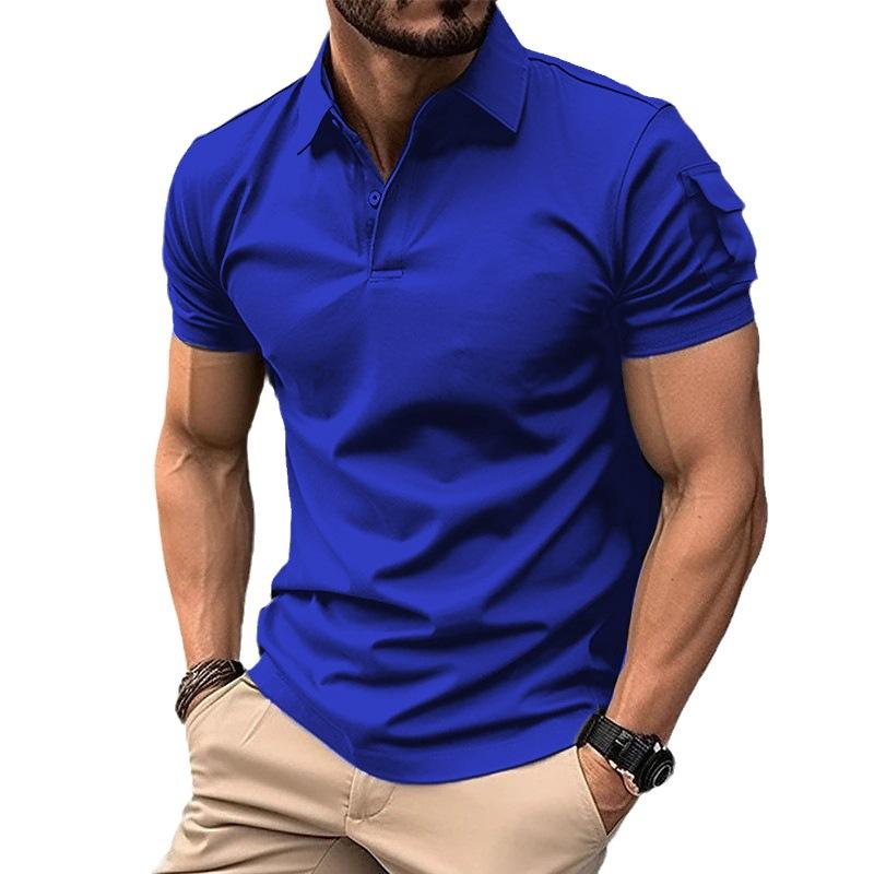 Polo de manga corta con bolsillo y solapa lisa para hombre 85665699Z