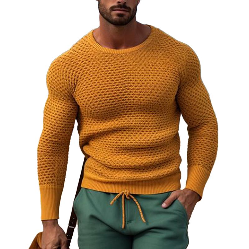 Men's Solid Color Crew Neck Knitted Sweater 62902332X