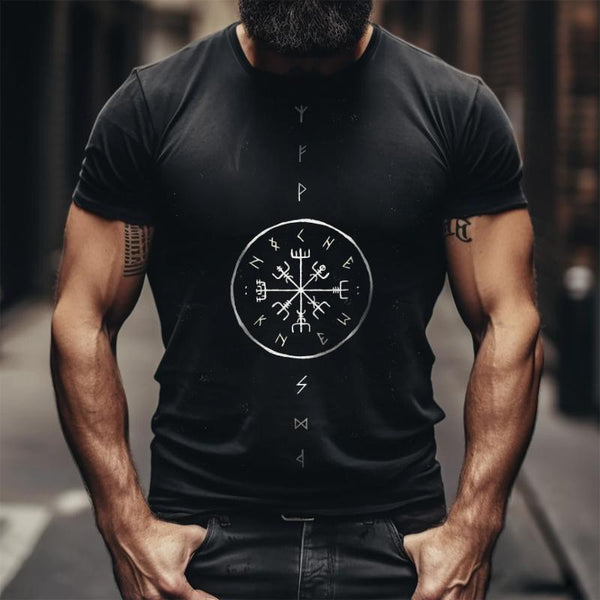 Men's Solid Color Viking Mythology Short Sleeve T-Shirt 44859355TO