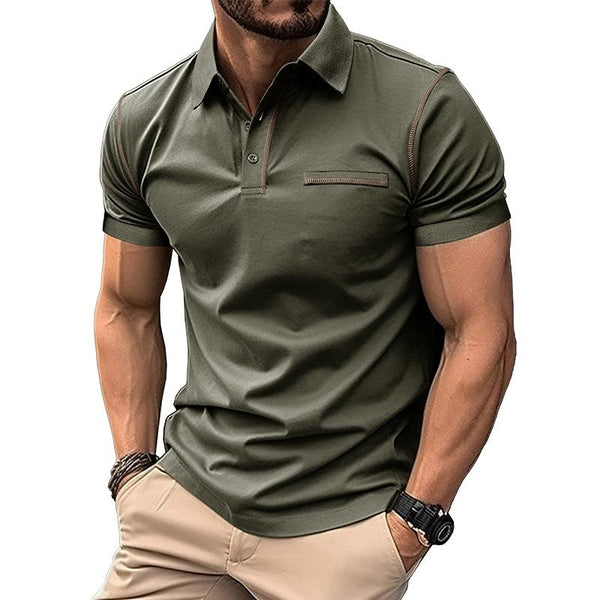 Men's Casual Contrast Lapel Short-Sleeved Polo Shirt 52904287M