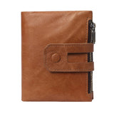 Men's Genuine Leather Double Zipper Multi-Card Slot Vintage Card Holder Wallet 58897233U