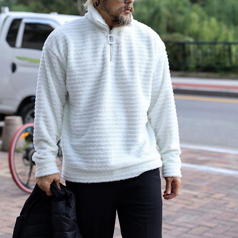 Men's Casual Stand Collar Loose Knitted Pullover Sweatshirt 03544864M