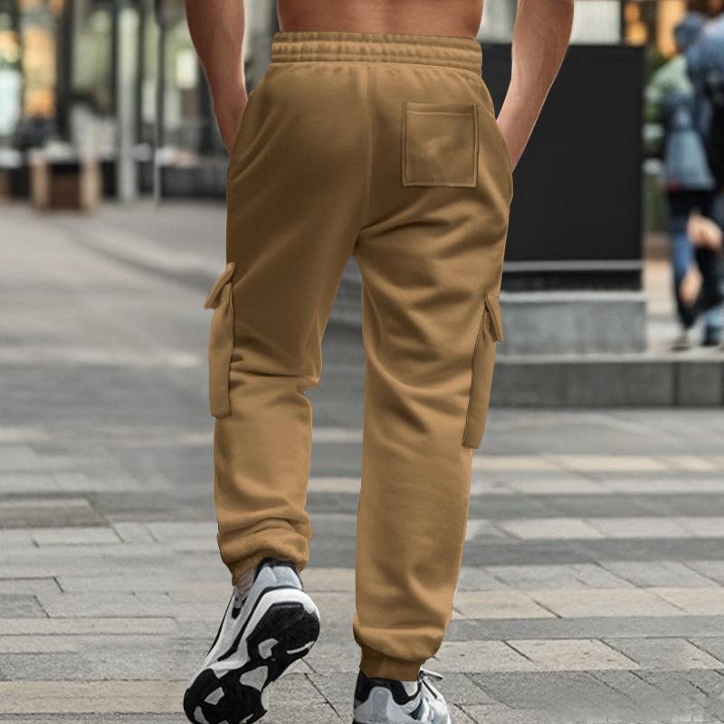 Men's Solid Color Multi-pocket Elastic Waist Sports Pants 93986146Z