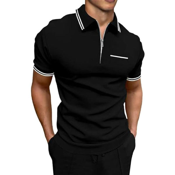 Men's Color Block Chest Pocket Short Sleeve Polo Shirt 92120714Y