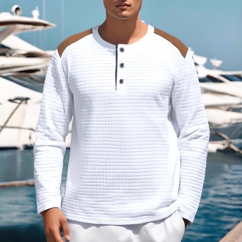 Men's Colorblock Small Checkered Sports Casual Long Sleeve T-shirt 69364465X