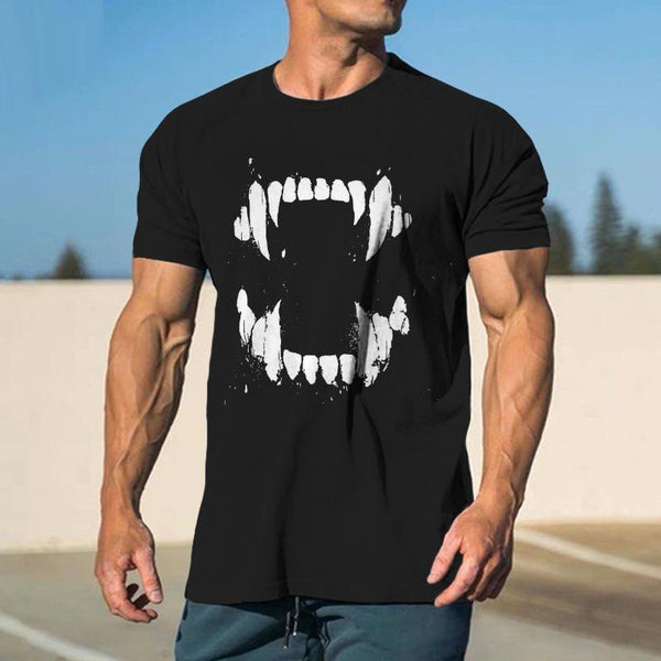 Men's Casual Devil Teeth Round Neck Short Sleeve T-shirt 81819505TO