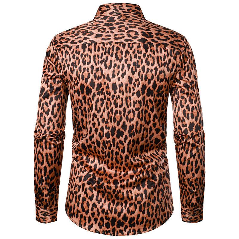 Men's Leopard Lapel Long Sleeve Casual Shirt 75805875Z