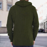 Men's Casual Solid Color Hooded Single-Breasted Slim Fit Knit Cardigan 90717958M