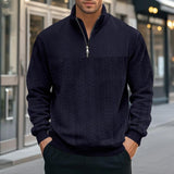 Men's Retro Casual Stand Collar Zipper Loose Jacquard Sweatshirt 57147354X