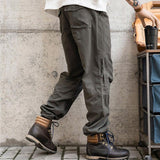 Men's Vintage Solid Color Multi-Pocket Cargo Pants 89015456Y