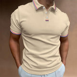 Men's Solid Color Lapel Short-sleeved POLO Shirt 49812648U