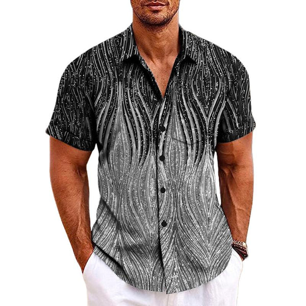 Men's Ethnic Print Short-sleeved Casual Shirt 60447810X