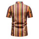 Men's Color Block Graphic Print Half Placket Short Sleeve Casual Shirt 46801541Z