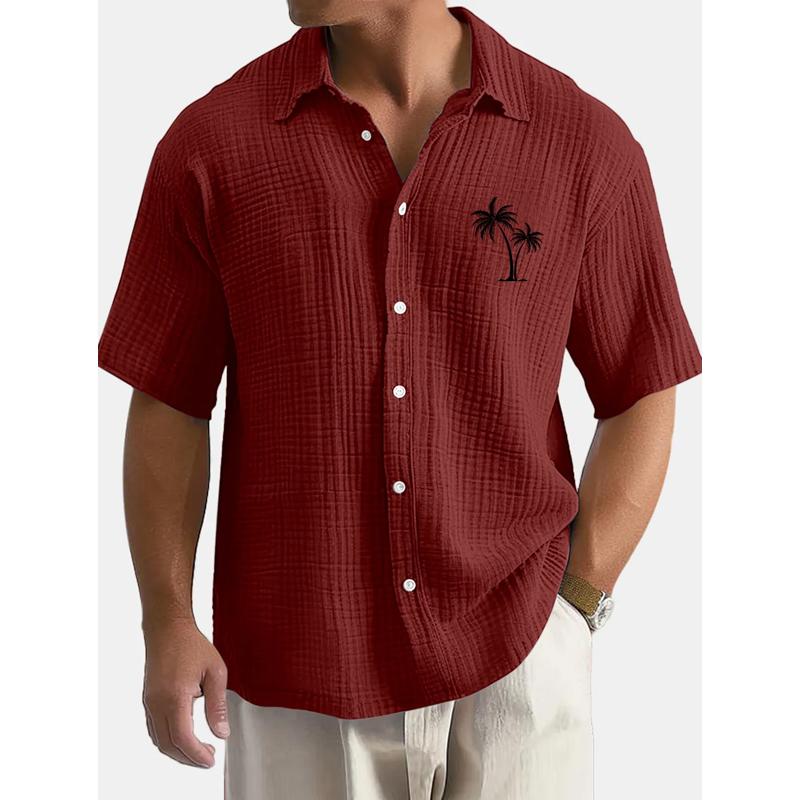 Men's Coconut Tree Printed Loose Short Sleeve Shirt 34561366Y