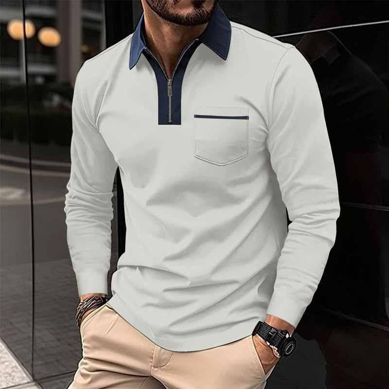 Polo à manches longues et poches color block pour homme 99308629X