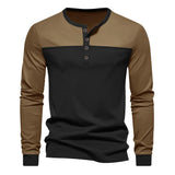 Men's Slim Fit Long Sleeve Paneled Bottoming Henley T-Shirt 88312026X