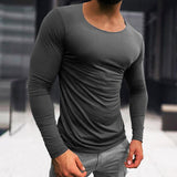 Men's Breathable Long Sleeve Solid Color Casual T-Shirt 25925965X