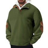 Men's Casual Colorblock Waffle Lapel Long Sleeve Sweatshirt 85202423Y