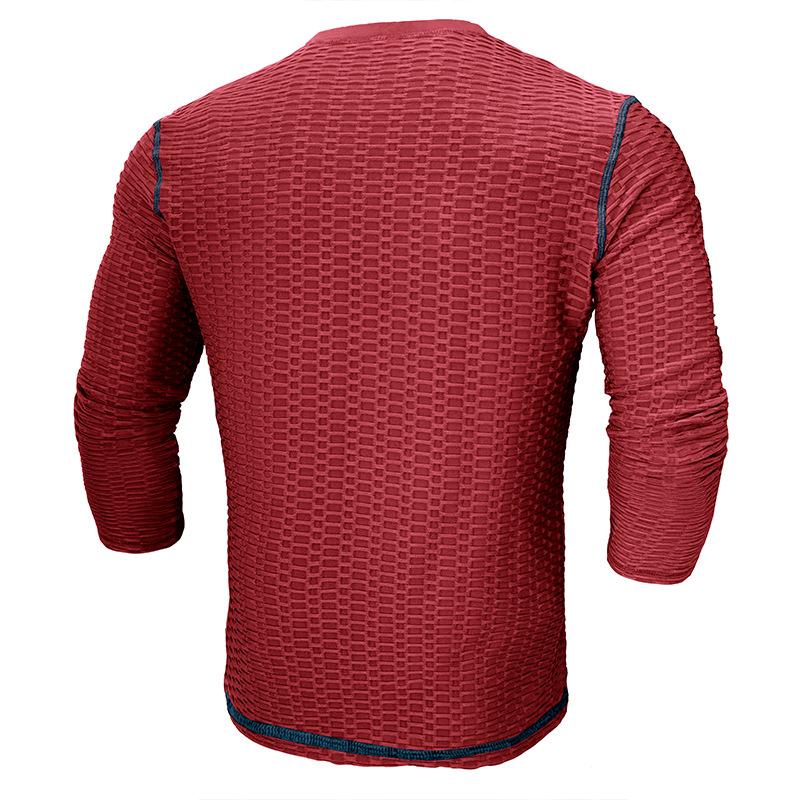 Men's Casual Henley Collar Slim Fit Breathable Long Sleeve T-Shirt 82216399M