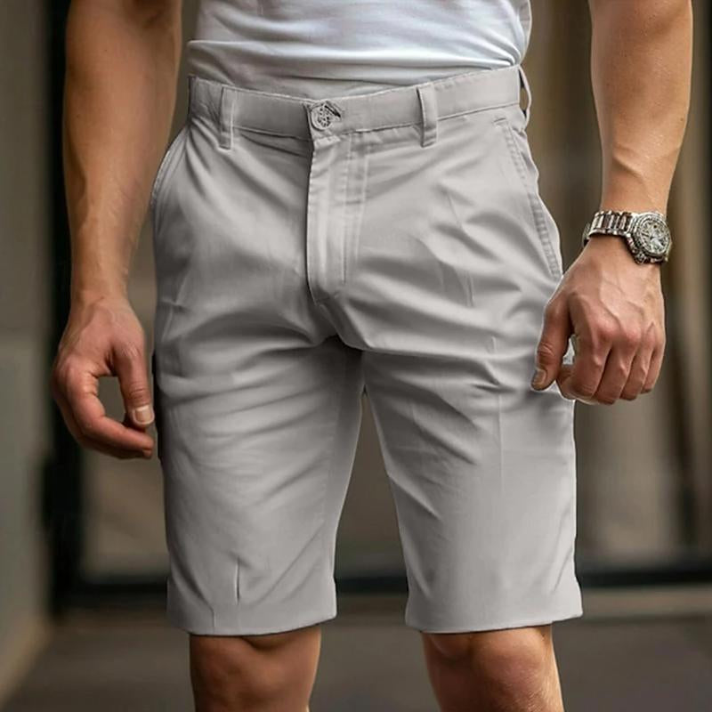 Men's Casual Cotton Breathable Thin Slim Suit Shorts 25039128M