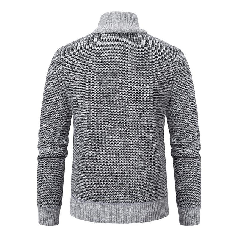 Men's Stand Collar Striped Fleece Sweater Splicing Jacket 21075243X