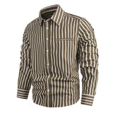 Men's Striped Casual Long Sleeve Lapel Shirt 84015166X