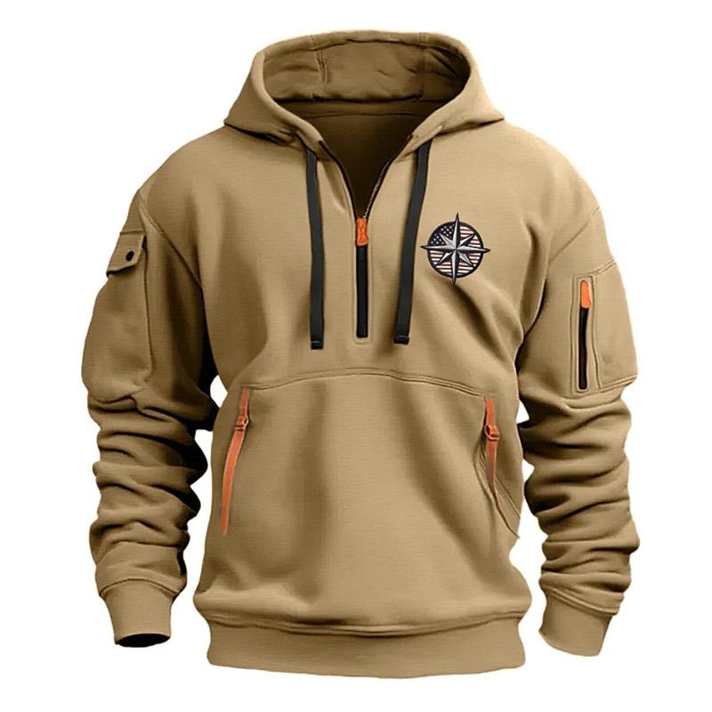 Men's Casual Sports Multi-Zip Embroidered Hoodie 03824369X