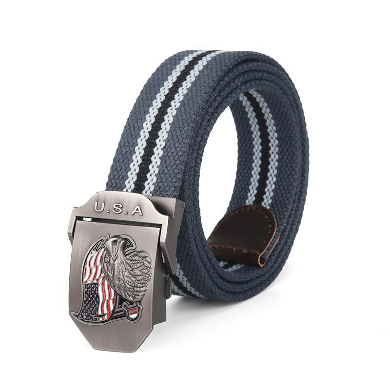 Ceinture à boucle automatique en toile avec drapeau américain pour homme 57484159K