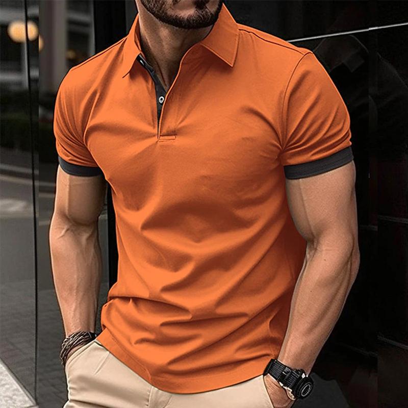 Men's Casual Color Block Short Sleeve POLO Shirt 43371751Y