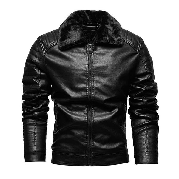 Men's Motorcycle Lapel Velvet Leather Jacket 06861348X