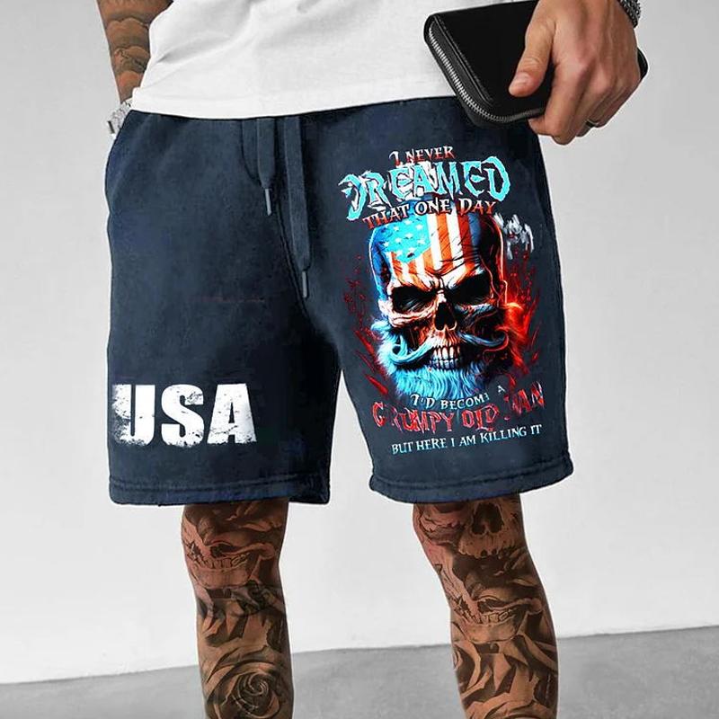 Pantaloni casual a cinque punti larghi e resistenti all'usura da uomo, con stampa sportiva, 43208745X