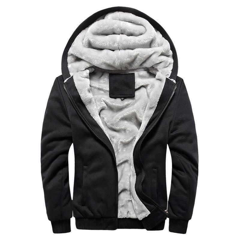 Men's Casual Fleece Hooded Jacket 64758413F