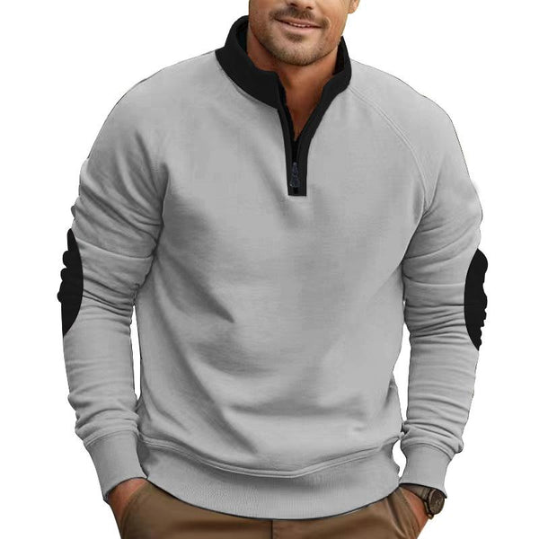 Men's Colorblock Zipper Stand Collar Long Sleeve Sweatshirt 65746116Z