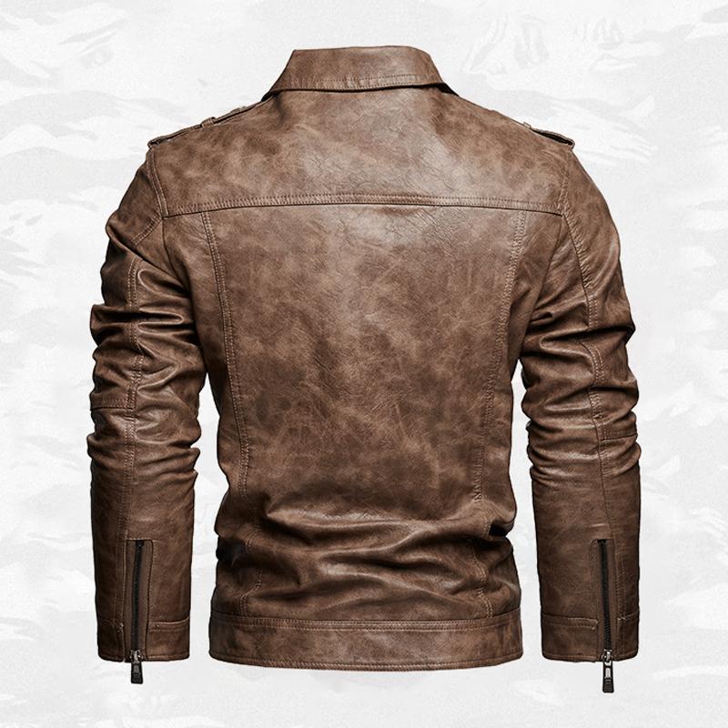 Men's Casual Lapel Leather Motorcycle Jacket 72693764X