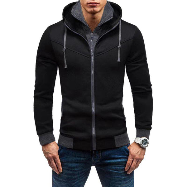 Men's Casual Colorblock Loose Zipper Long SLeeve Hoodie 51218635M