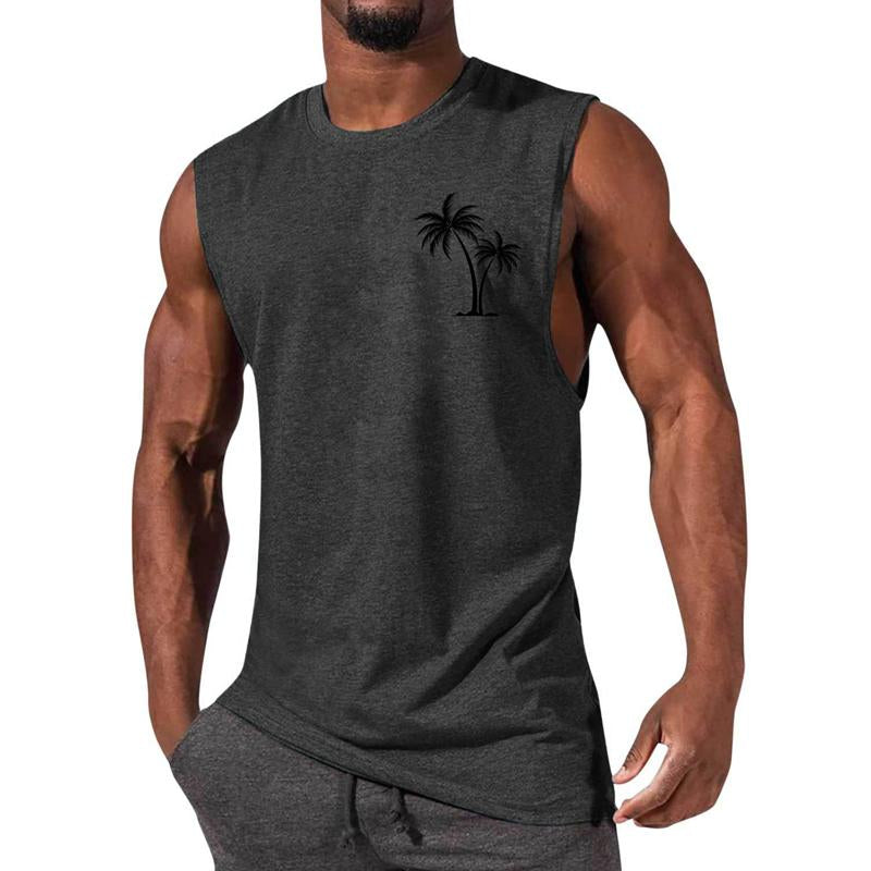 Camiseta deportiva informal con cuello redondo y estampado para hombre 12305907X