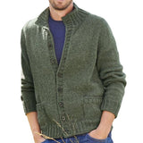 Men's Casual Stand Collar Single Breasted Knit Cardigan 91306429M