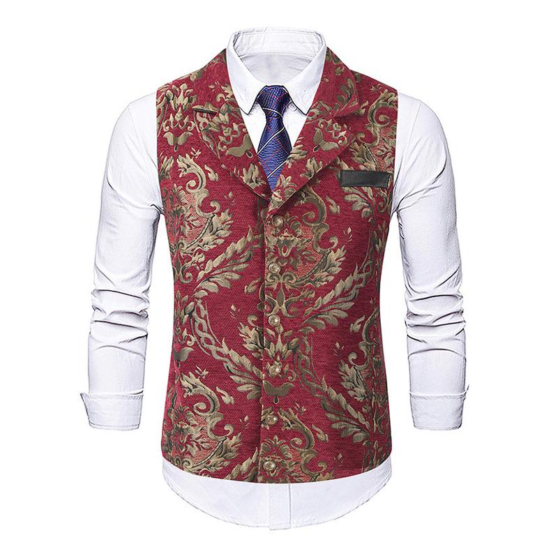 Men's Jacquard Single-breasted Suit Vest 63891851X