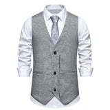 Men's Vintage Houndstooth V-Neck Single-Breasted Vest 43542503Y
